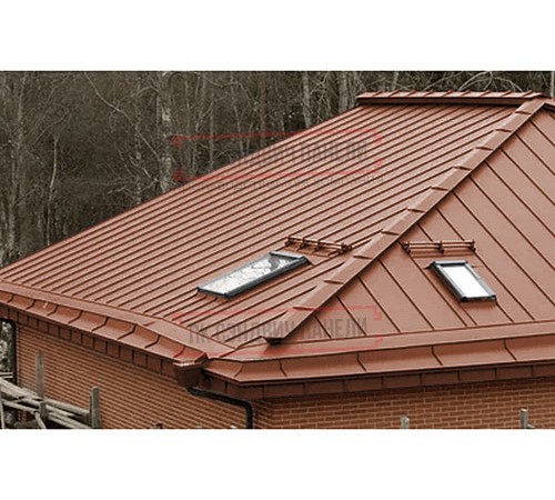 Кликфальц Pro 0,5 PurLite Matt RAL8004 терракота с пленкой на замках