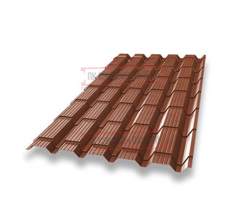 Металлочерепица Квадро профи RAL8004 Velur-0,5
