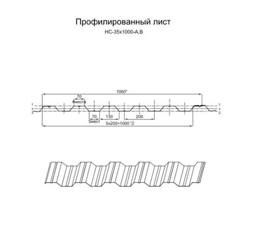 Профнастил НС35-1000 Полиэстер RAL-5002-0.7